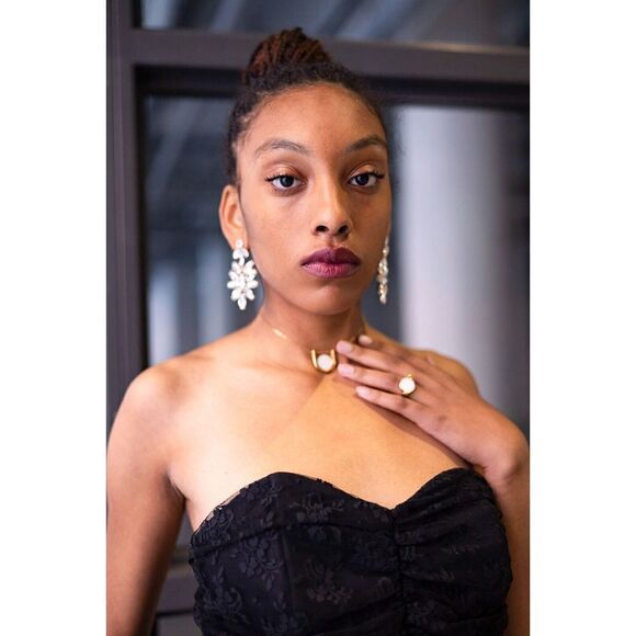 Jessica McClintock‎ Dress Size 10 Black Vintage 80s Lace Strapless Maxi Broach - Picture 4 of 11